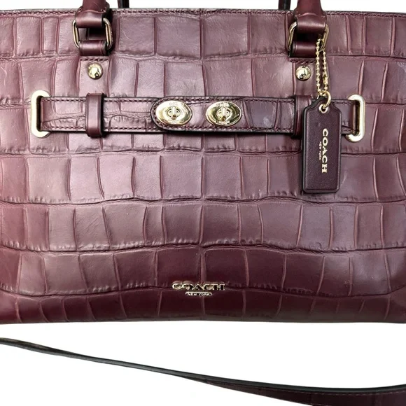 Coach Blake Carryall Satchel Shoulder Bag Burgundy Leather - Picture 7 of 17